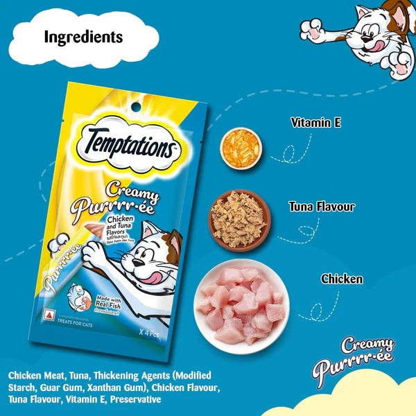 Temptations Creamy Purrrr-ee Chicken & Tuna Flavour Cat Treats