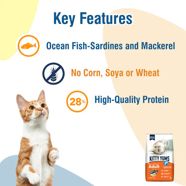 Kitty Yums Ocean Fish Adult Dry Cat Food Ocean Fish