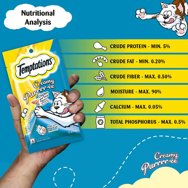 Temptations Creamy Purrrr-ee Chicken & Tuna Flavour Cat Treats