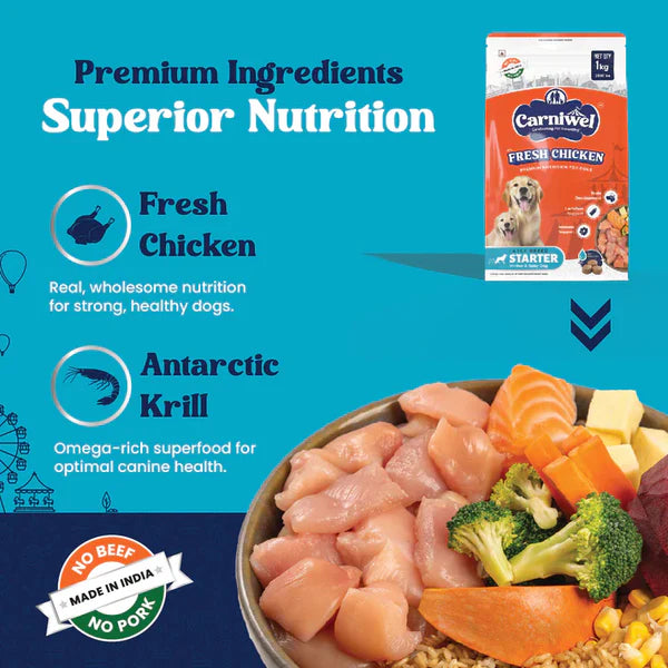 Carniwel with Fresh Chicken, Dry Dog Food for Large Dog, Starter