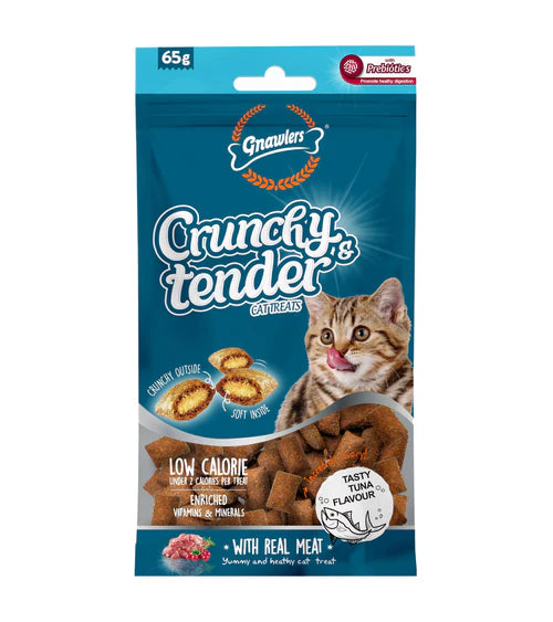 Gnawlers Crunchy & Tender Cat Treats 65g - Tasty Tuna Flavour