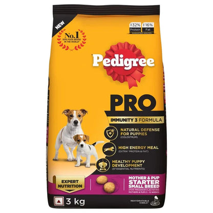 Pedigree PRO Small Breed Starter Dry Dog Food, 3 kg (Pack of 1)