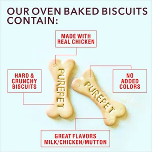 Purepet Mutton Flavour Real Chicken Biscuit Dog Treats Pouch